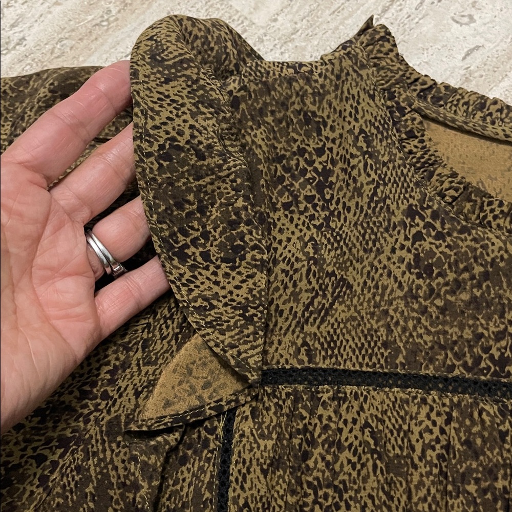 RAILS Faren Sepia Python Smocked Waist Ruffle Detail , long Sleeves Sz M - Picture 14 of 16